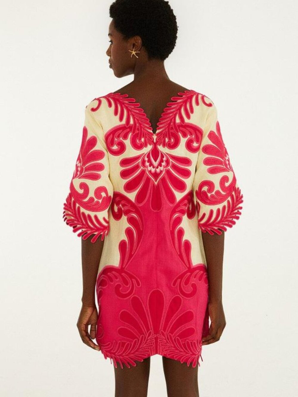 FARM RIO Women's Pink Spring Arabesc Embroidered Mini Dress Size M - Picture 3 of 12